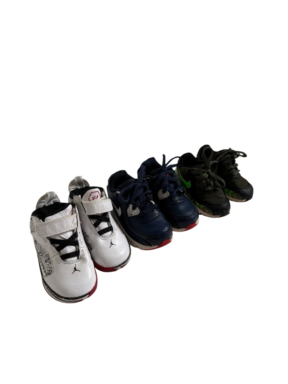 Nike Jordan Kids White/Navy/Tan Athletic Shoe Bundle